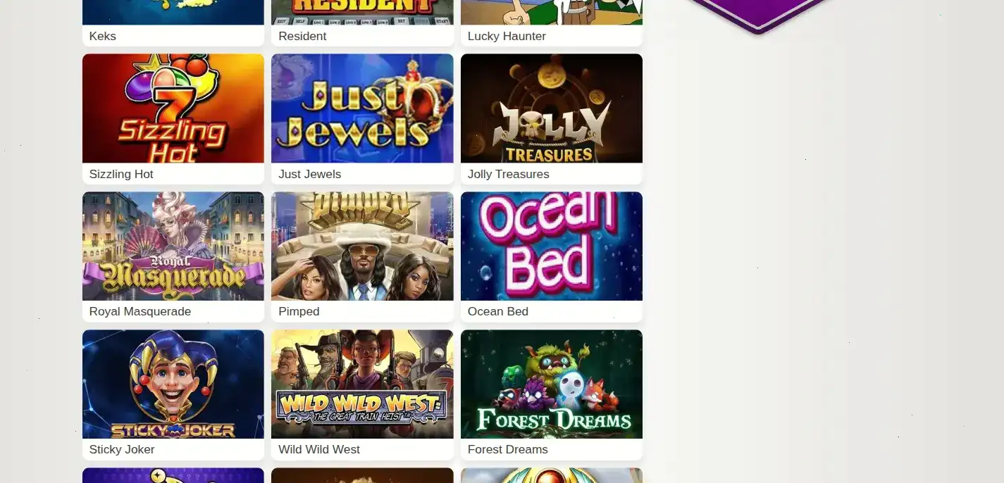 Интерфейс игрового зала Колибри казино с множеством слотов